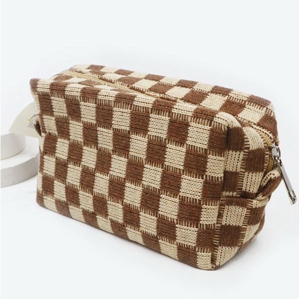 Brown and Cream Checkered Bag